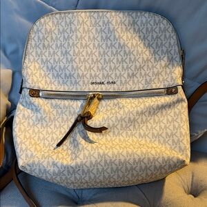 Michael Kors Cream and Brown Signature Backpack